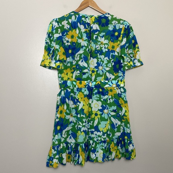 Walter Baker Kasey Dress Floral Mini Ruffle Hem Short Sleeves Size XL - Picture 16 of 16